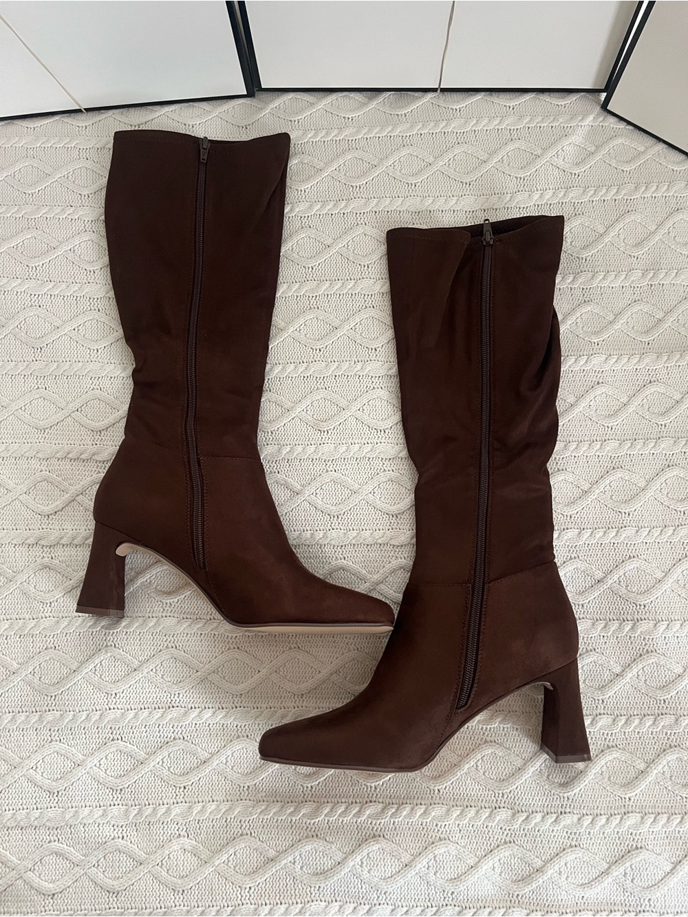New! Steve Madden Brown Faux Suede Knee-High Block Heel Boots Various Sizes